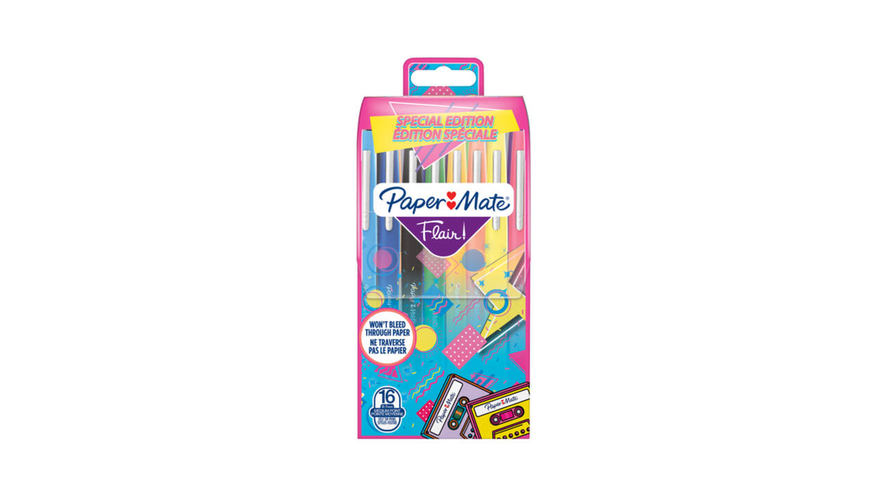 Fineliner Paper Mate Flair retro medium assorti blister à 16 stuks