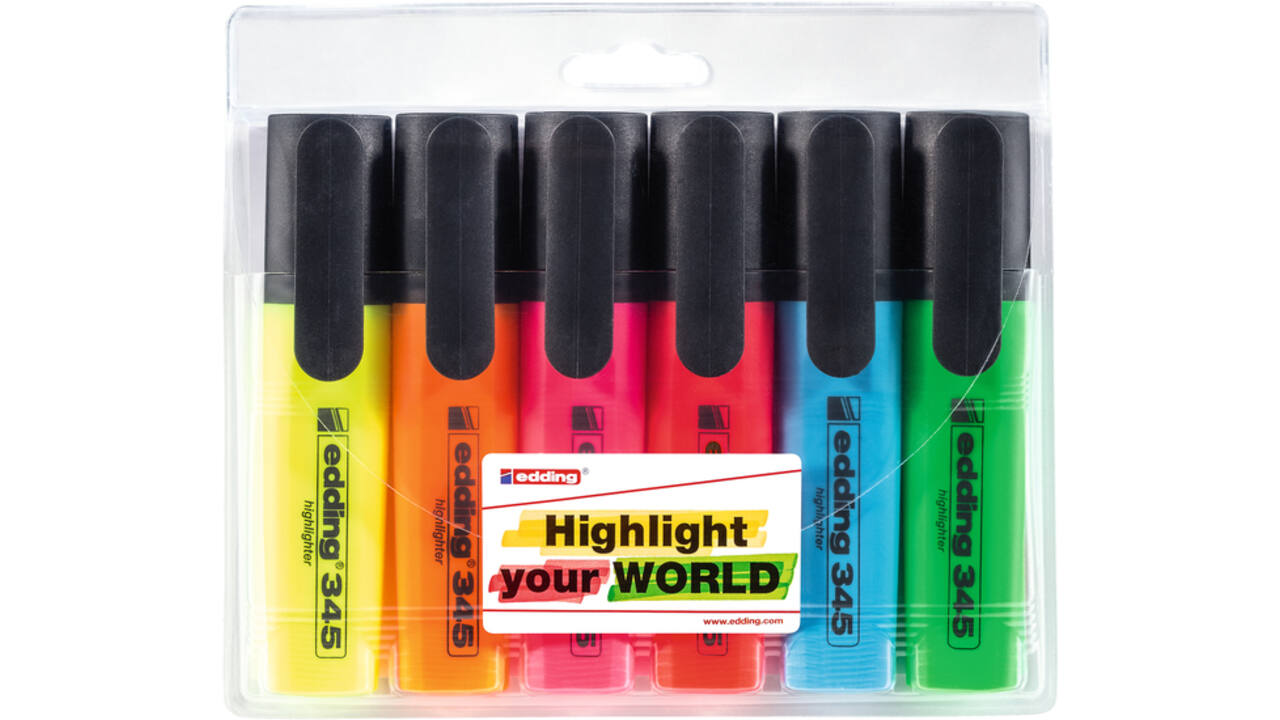 Markeerstift edding 345 2-5mm assorti set à 6 stuks