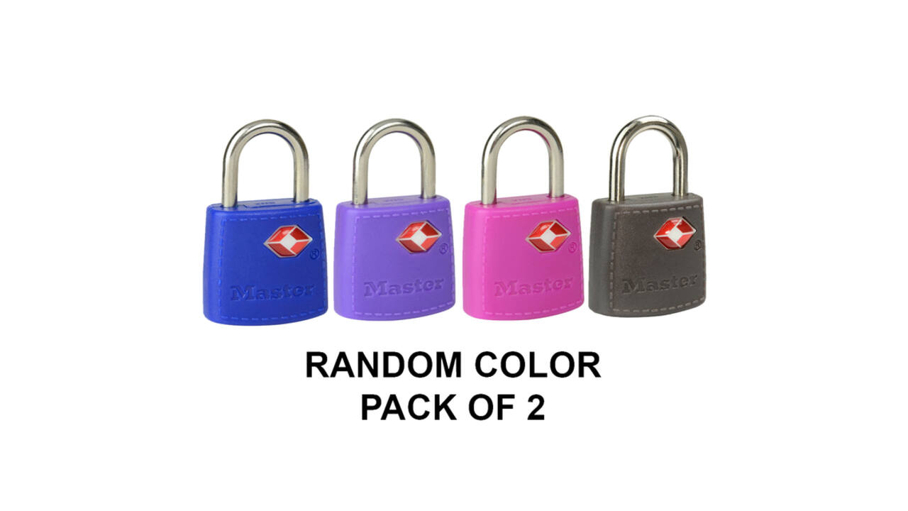 Hangslot Masterlock 2 gelijksluitend ABS cover TSA assorti in willekeurige kleur 30mm 2 stuks
