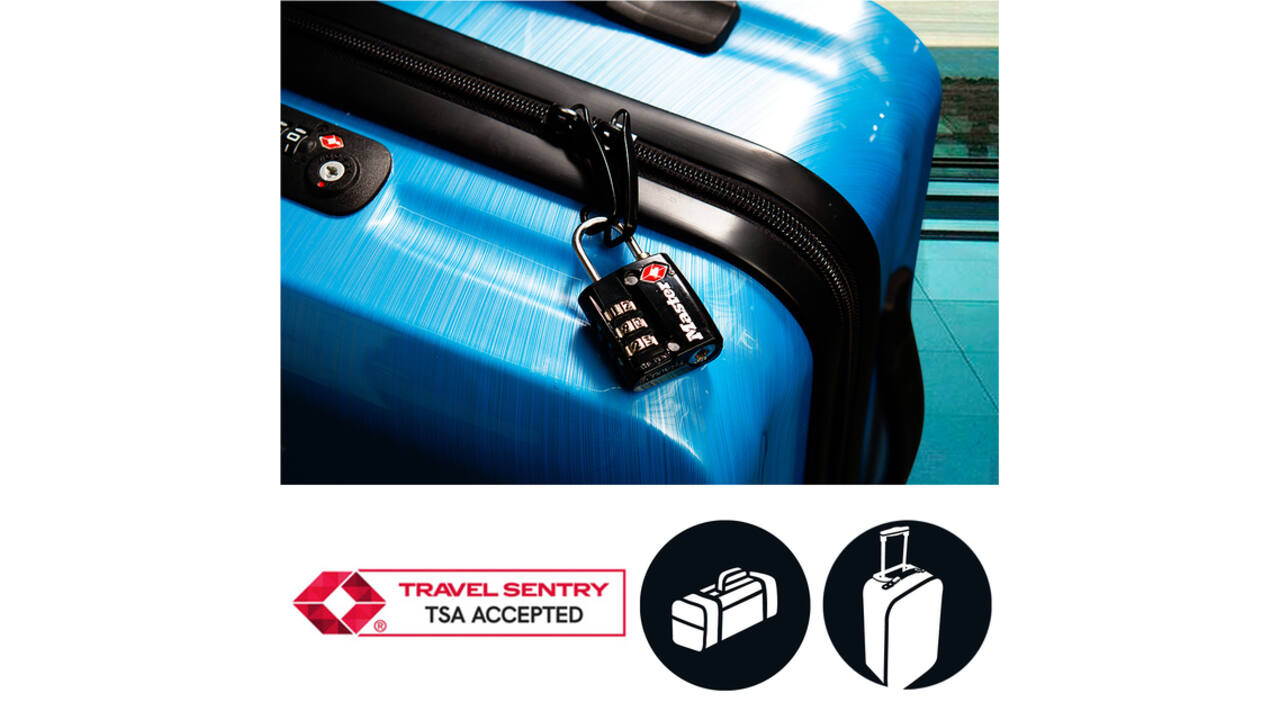 Hangslot Masterlock 3-cijfer combinatie TSA zwart 30mm