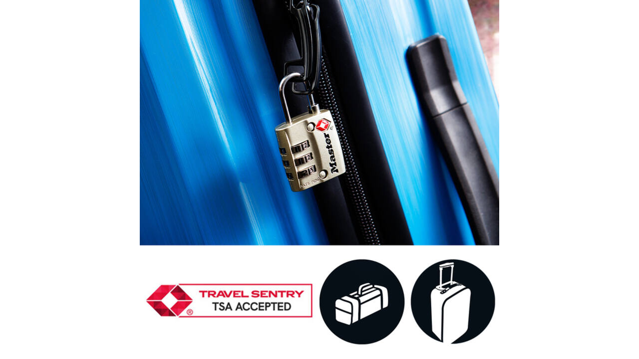 Hangslot Masterlock 3-cijfer combinatie TSA nikkel 30mm