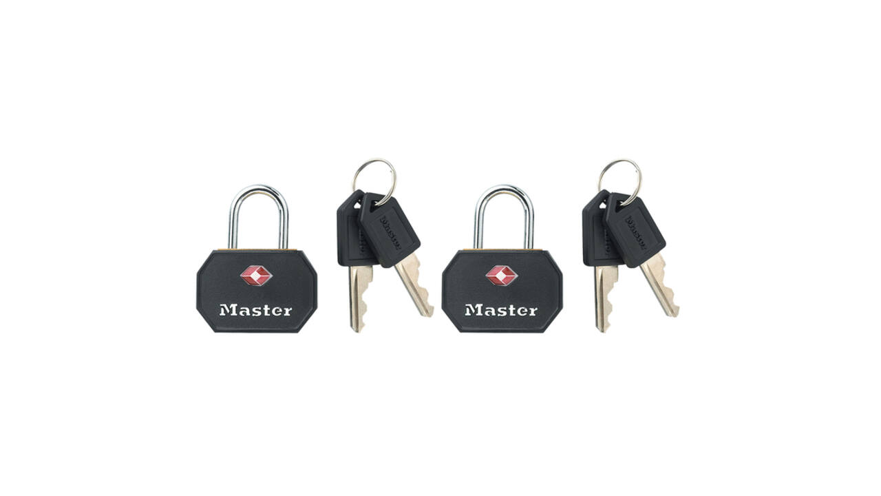 Hangslot Masterlock 2 gelijksluitend aluminium TSA zwart 30mm 2 stuks
