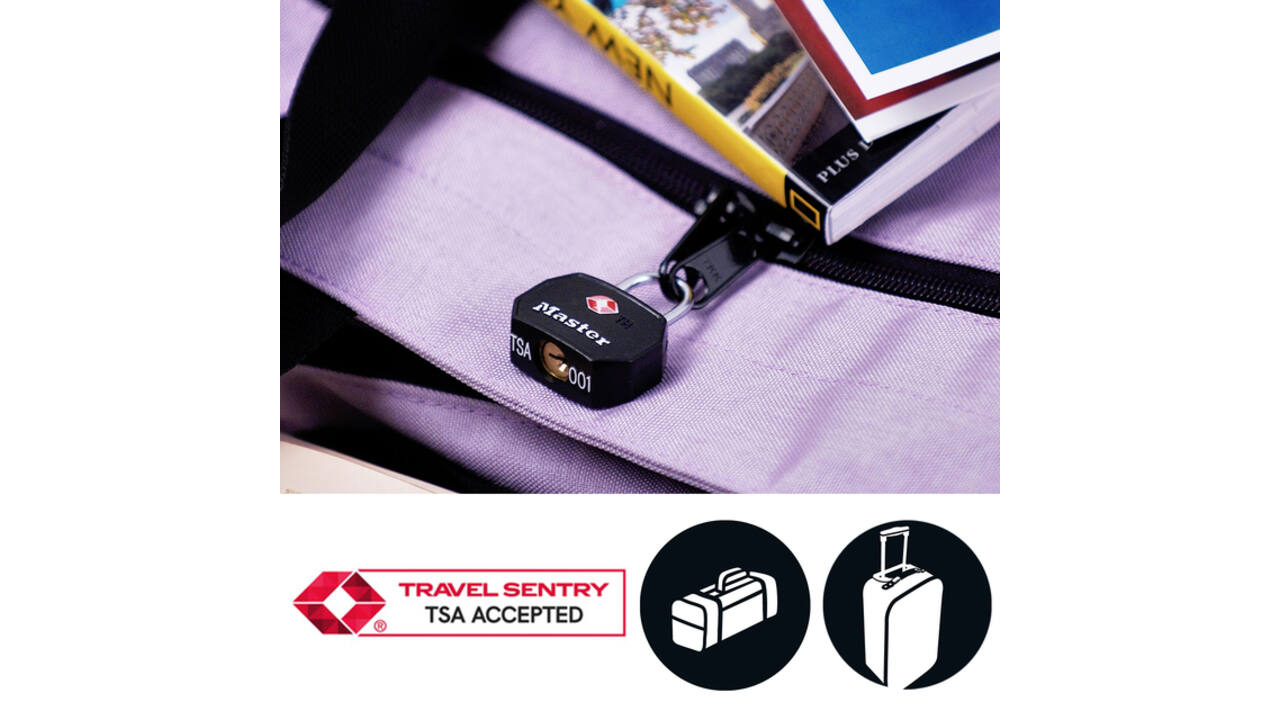 Hangslot Masterlock 2 gelijksluitend aluminium TSA zwart 30mm 2 stuks