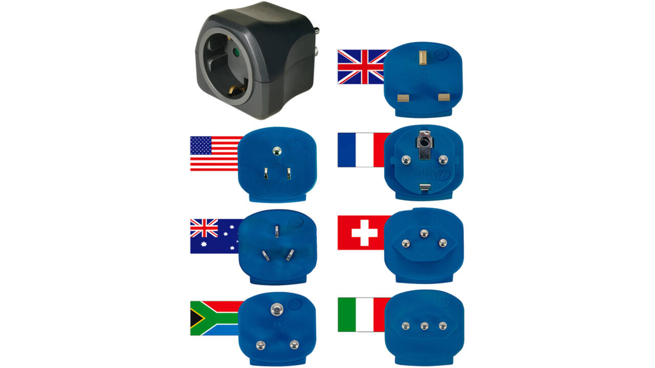Reisstekker Brennenstuhl adapter wereld 150 landen met aarding zwart