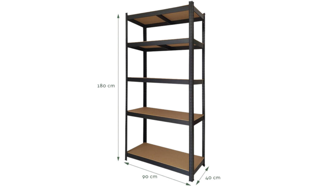 Stellingkast BRASQ 5 borden 90x40x180cm SU175 max 875 KG zwart
