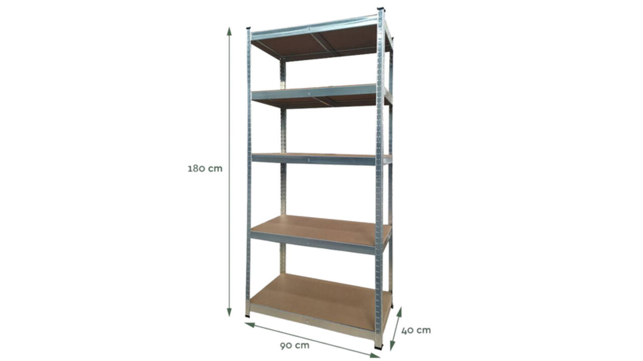 Stellingkast BRASQ 5 borden 90x40x180cm SU175 max 875 KG zilver