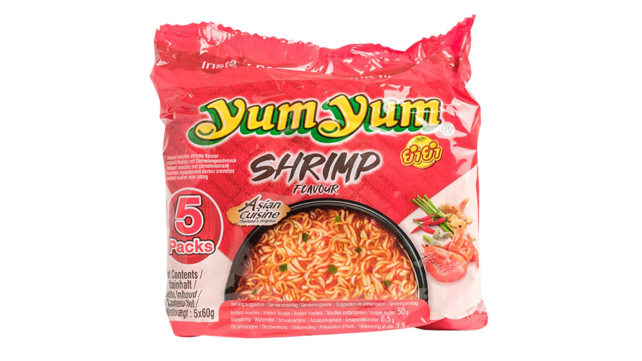 Noodles Yum Yum garnaal bami 5-pack 5x60gr
