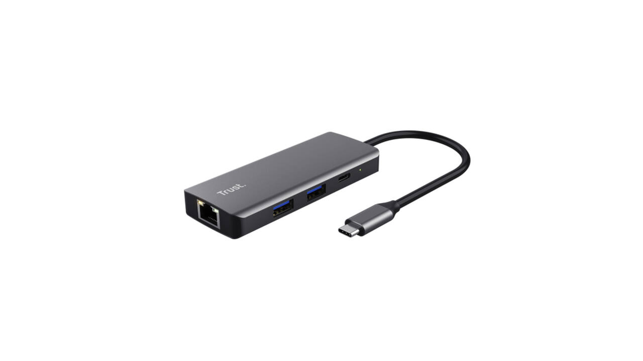 Adapter Trust Dalyx 6-in-1 USB-C multipoort grijs