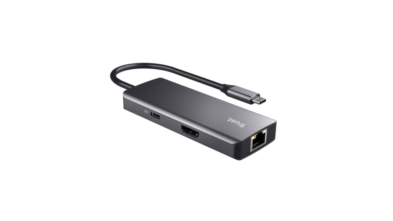Adapter Trust Dalyx 6-in-1 USB-C multipoort grijs