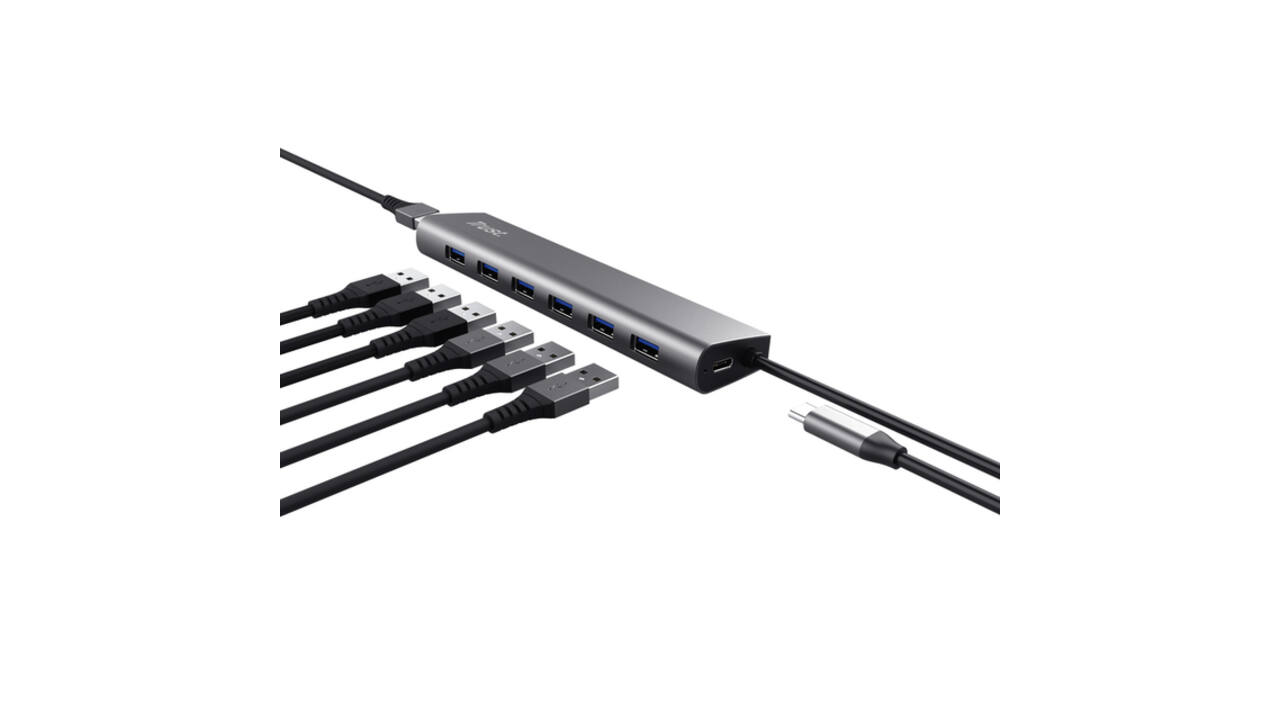 Hub Trust HALYX 7-port USB-A 3.2 zilver