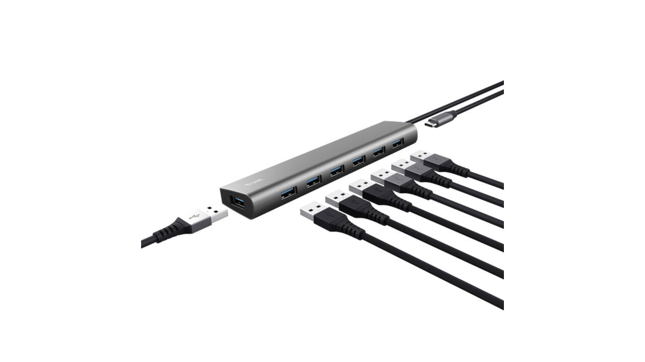 Hub Trust HALYX 7-port USB-A 3.2 zilver