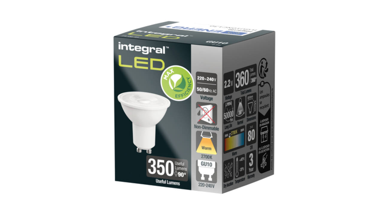 Ledlamp Integral GU10 2700K warm wit 2.2W 360lumen