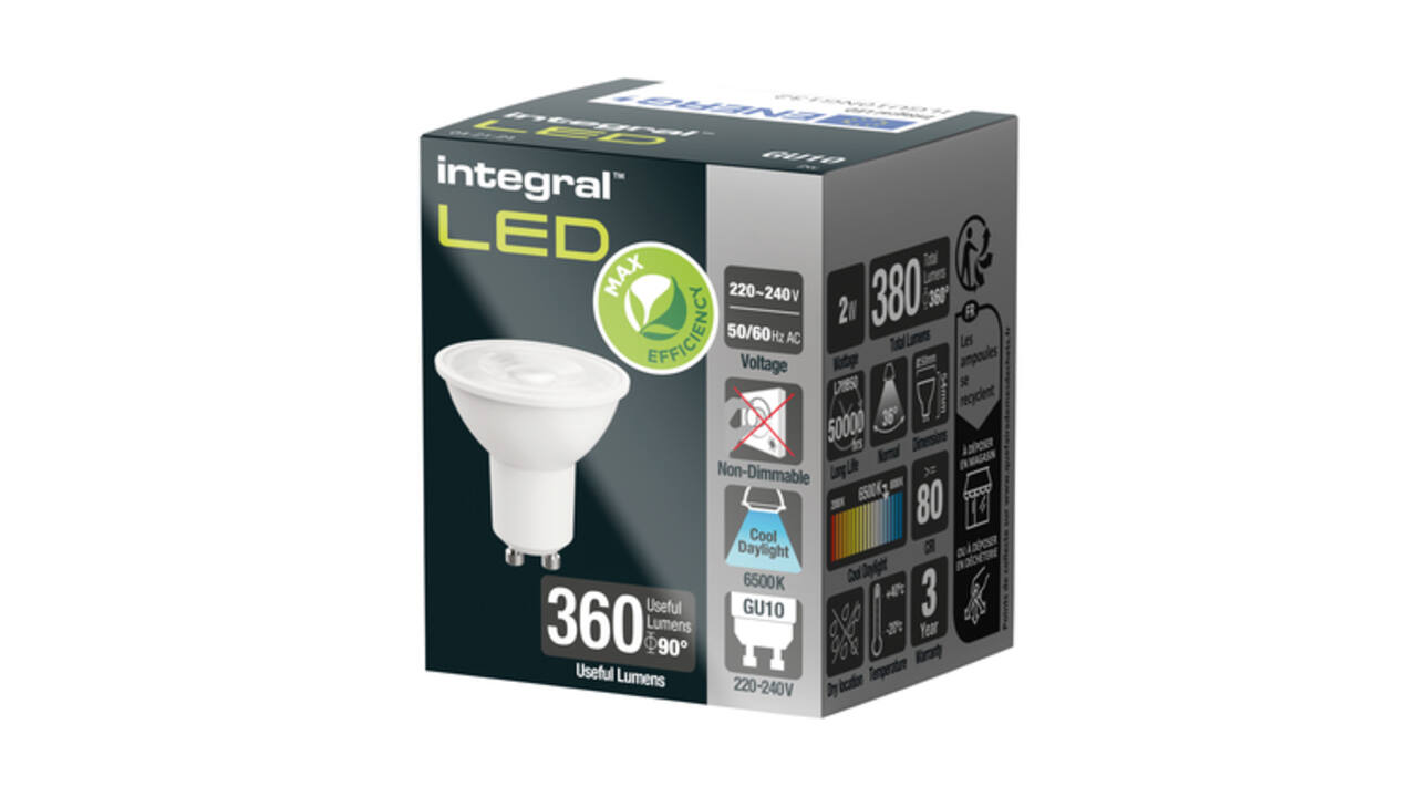 Ledlamp Integral GU10 6500K koel wit 2W 380lumen