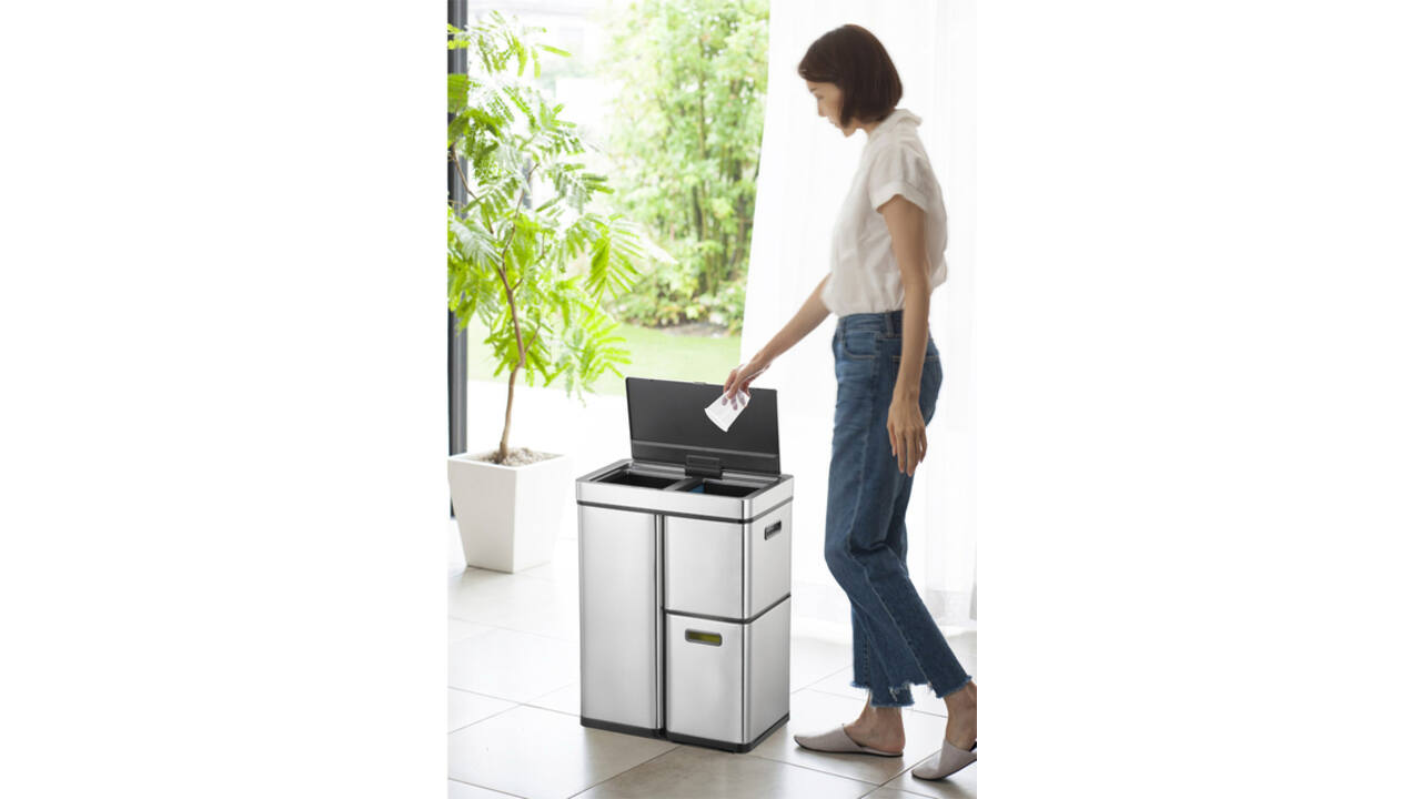 Afvalbak EKO Mirage Plus sensor 30liter en 2x15liter RVS