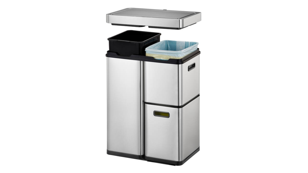 Afvalbak EKO Mirage Plus sensor 30liter en 2x15liter RVS