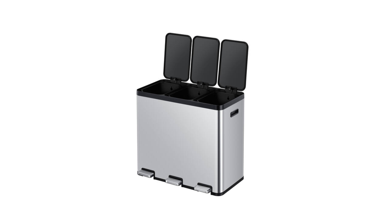 Pedaalemmer EKO Essential Recycler 3x20 liter rvs