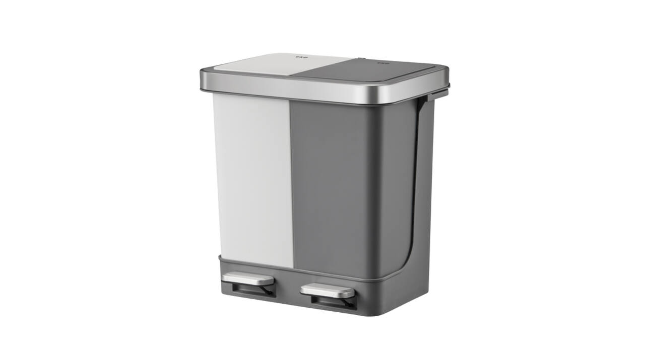 Pedaalemmer EKO Hana Duo Recycling 2x10 liter grijs wit