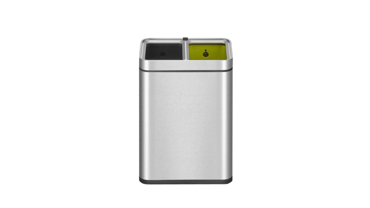 Afvalbak EKO Laguna Slim met inwerpopening 2x10liter RVS