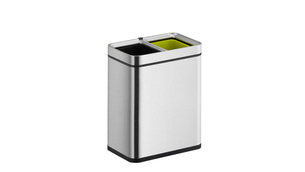 Afvalbak EKO Laguna Slim met inwerpopening 2x10liter RVS