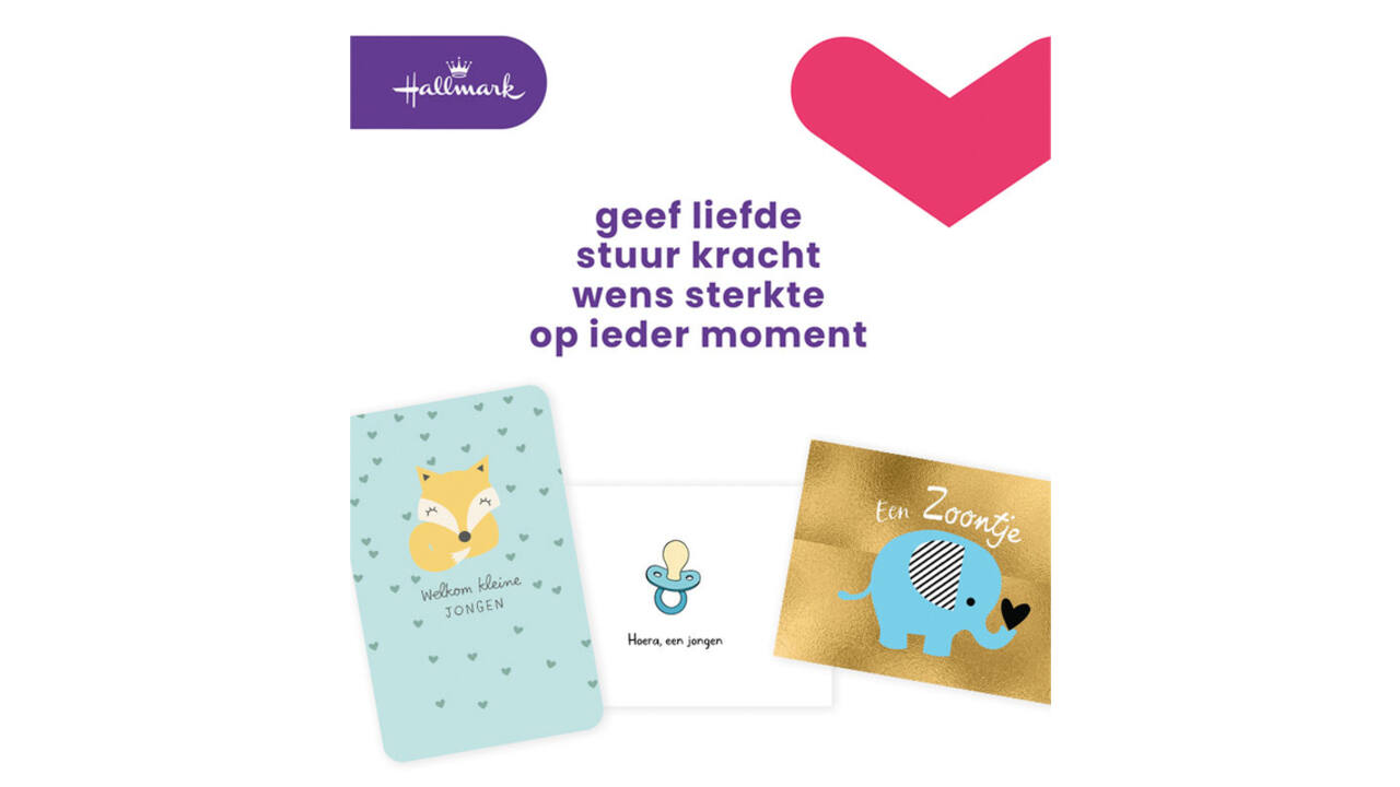 Wenskaart Hallmark Business Box geboorte zoon navulset à 6 stuks
