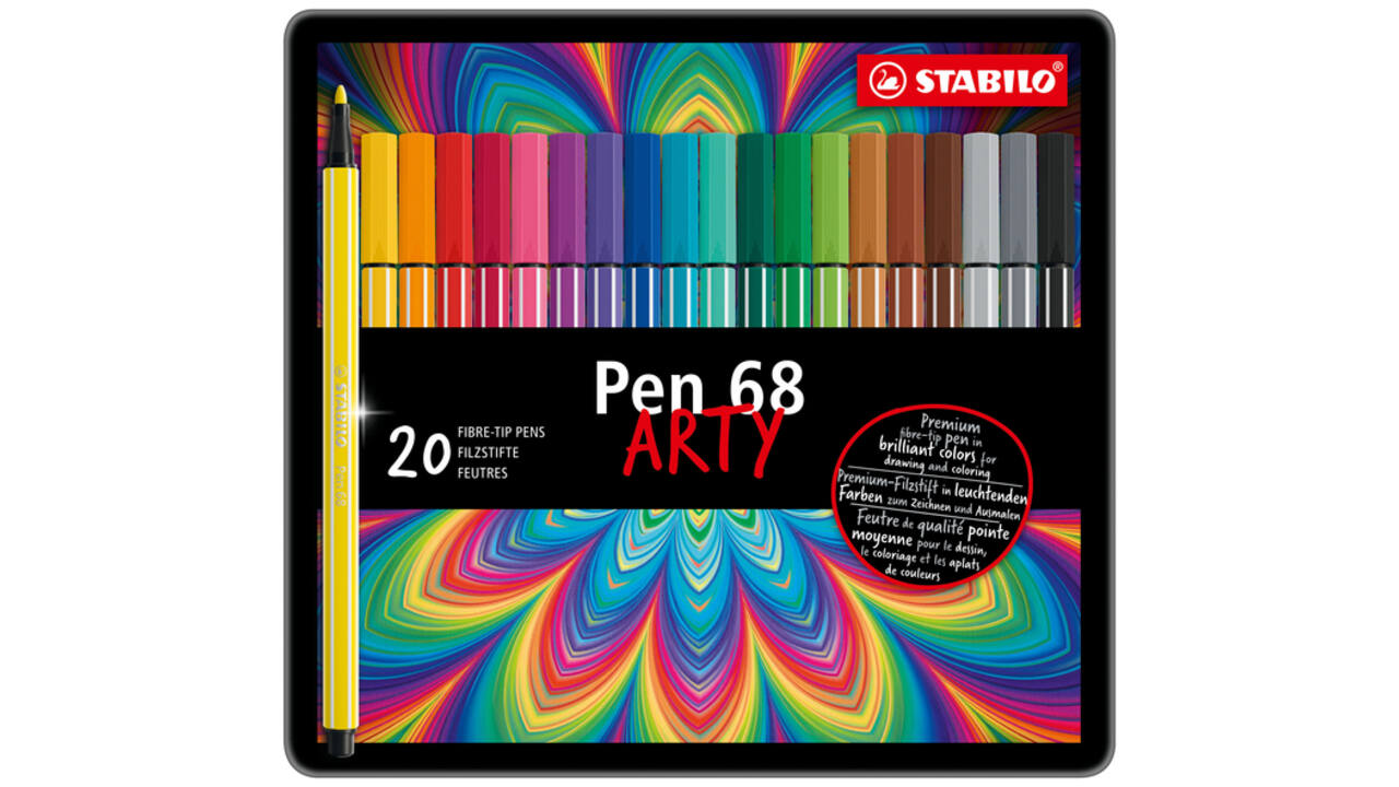 Viltstift STABILO Pen 68/20 Arty medium assorti blik à 20 stuks