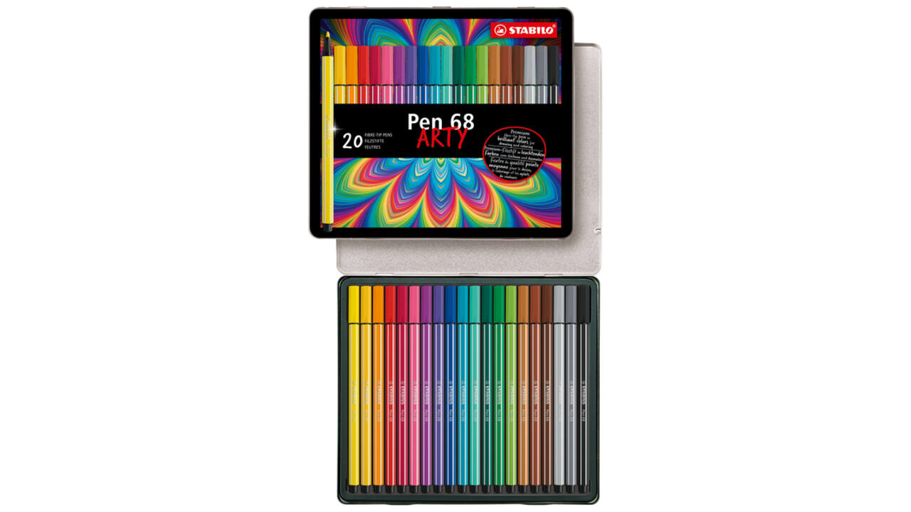 Viltstift STABILO Pen 68/20 Arty medium assorti blik à 20 stuks