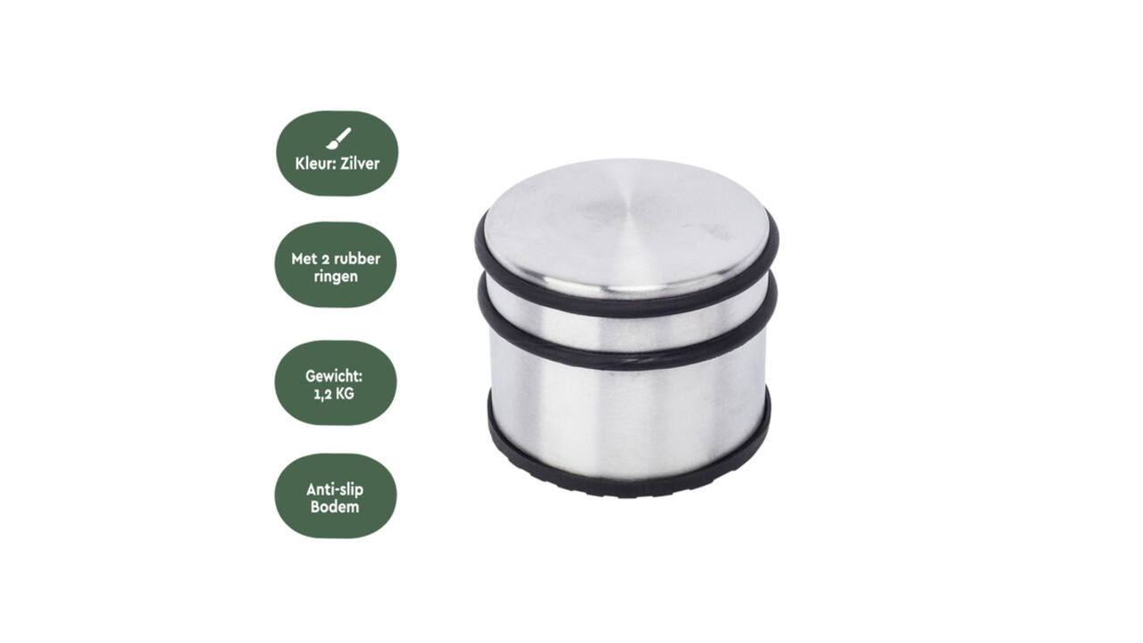Deurstopper BRASQ met rubberen ringen rvs