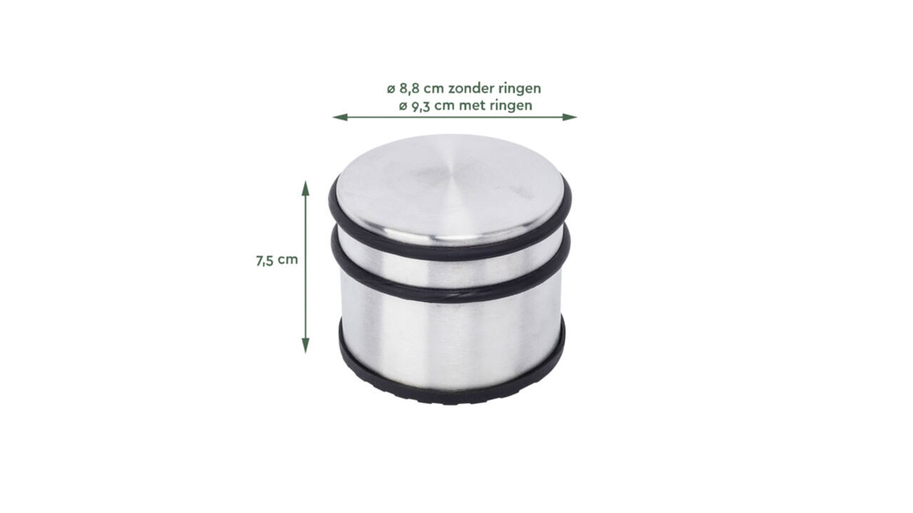 Deurstopper BRASQ met rubberen ringen rvs