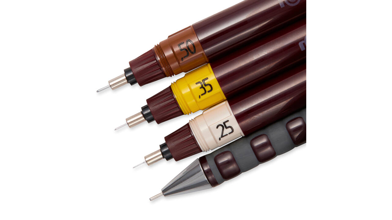 Tekenset rOtring Isograph college 0.25mm, 0.35mm en 0.5mm 34 stuks