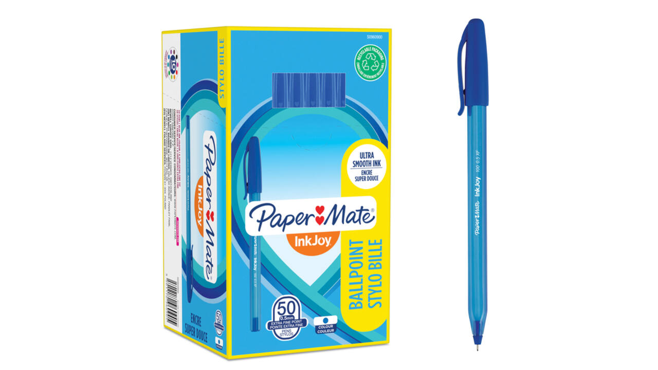 Balpen Paper Mate Inkjoy 100 ultrafijn blauw