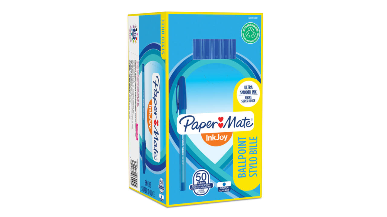 Balpen Paper Mate Inkjoy 100 ultrafijn blauw