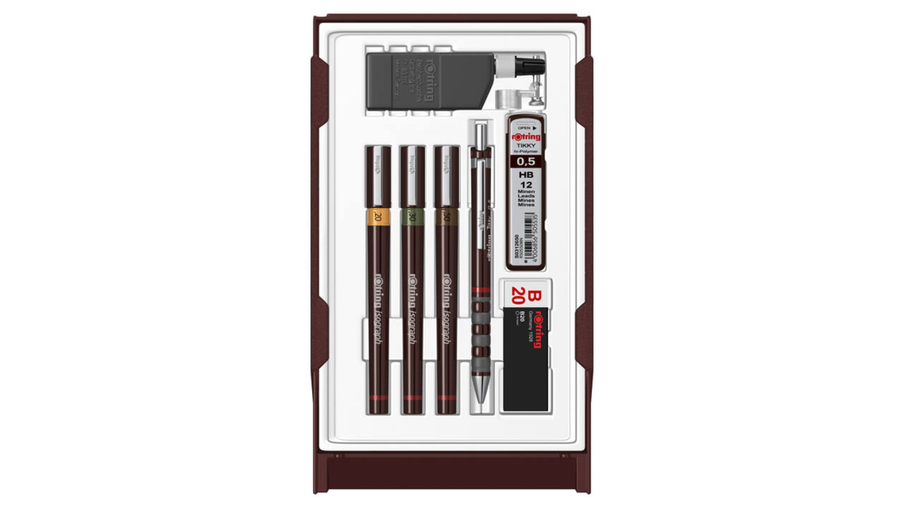 Tekenset rOtring Isograph college 0.2mm, 0.3mm en 0.5mm set à 3 stuks