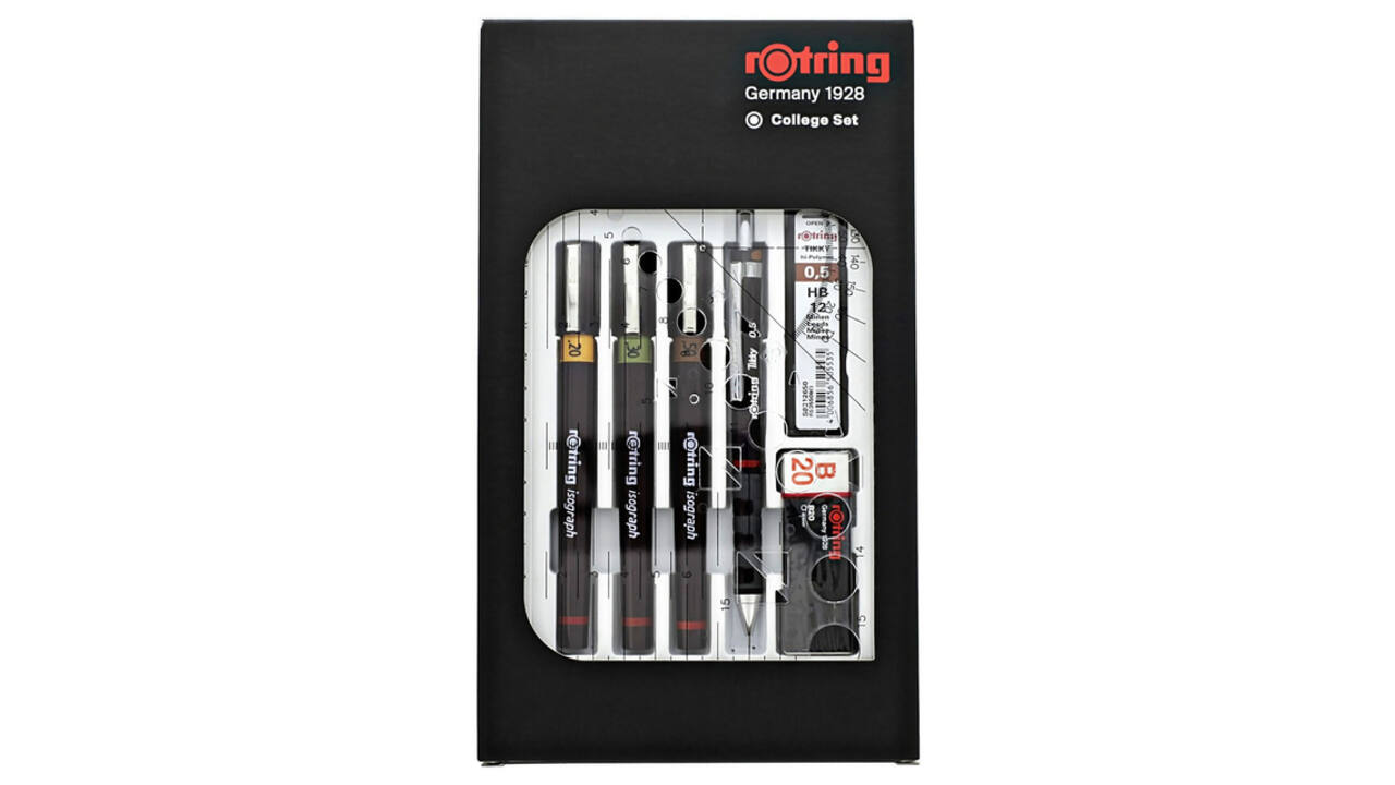 Tekenset rOtring Isograph college 0.2mm, 0.3mm en 0.5mm set à 3 stuks