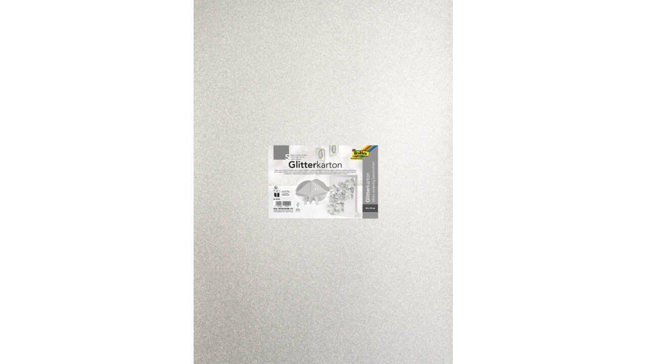 Glitterkarton Folia 50x70cm 300gr 5 vel zilver