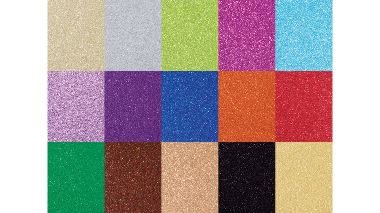 Glitterkarton Folia 50x70cm 300gr 15 vel 15 kleuren