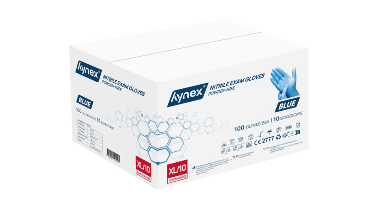 Handschoen Hynex nitril XL blauw 3.5g pak à 100 stuks