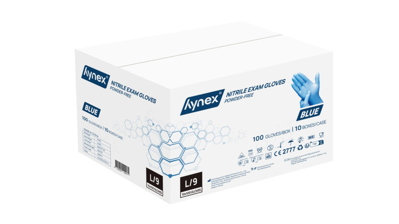 Handschoen Hynex nitril L blauw 3.5g pak à 100 stuks