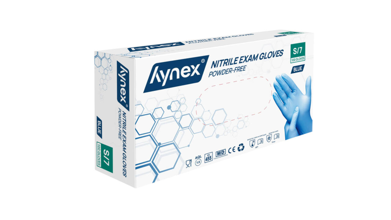 Handschoen Hynex nitril S blauw 3.5g pak à 100 stuks