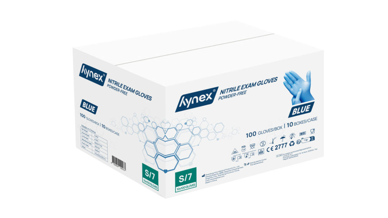 Handschoen Hynex nitril S blauw 3.5g pak à 100 stuks