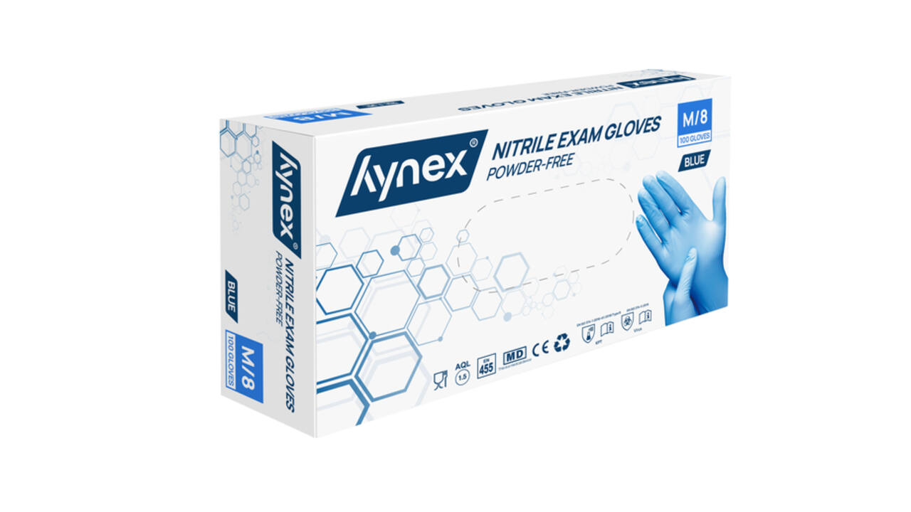 Handschoen Hynex nitril M blauw 3.5g pak à 100 stuks