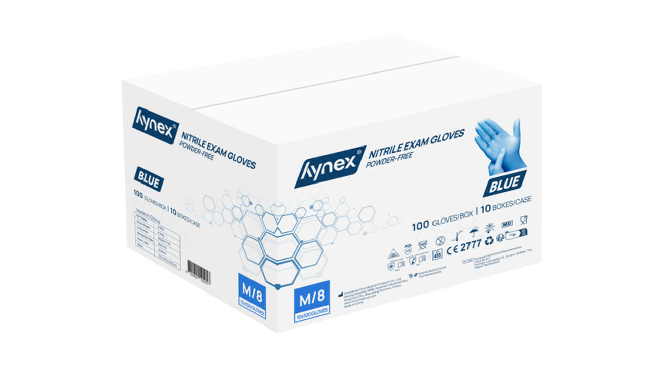 Handschoen Hynex nitril M blauw 3.5g pak à 100 stuks