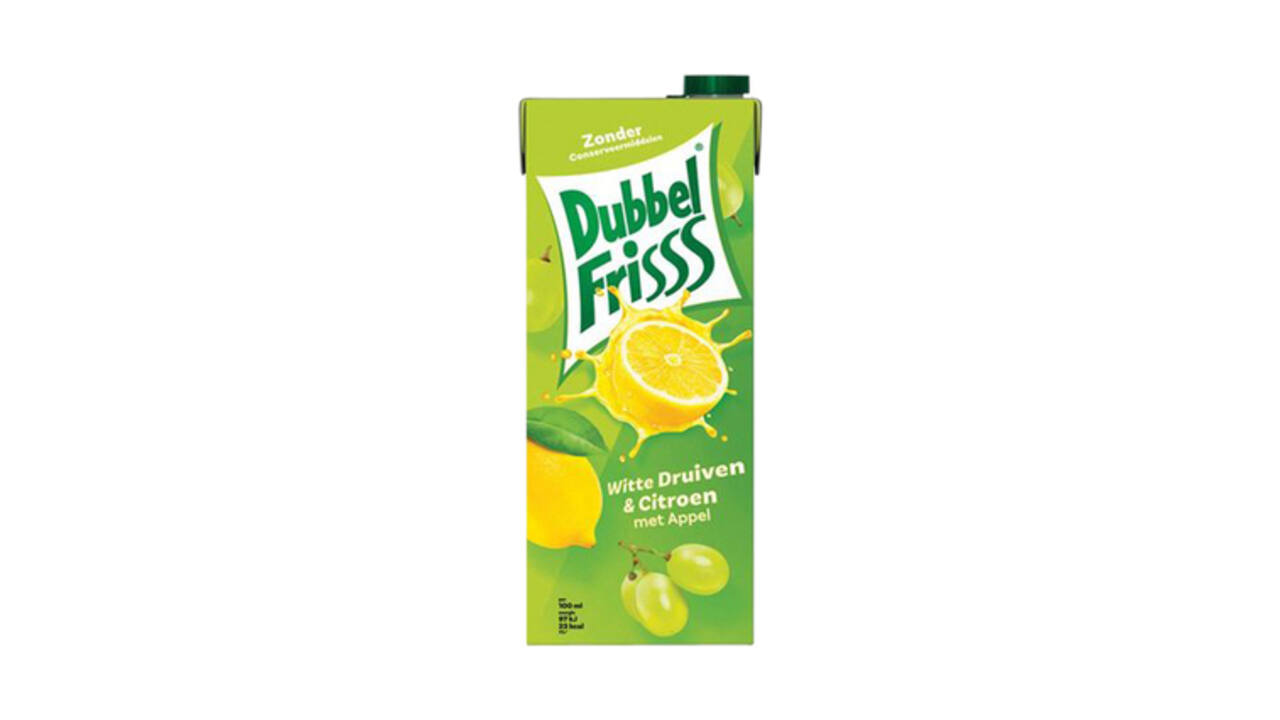 Fruitdrank DubbelFrisss witte druif citroen pak 1500ml