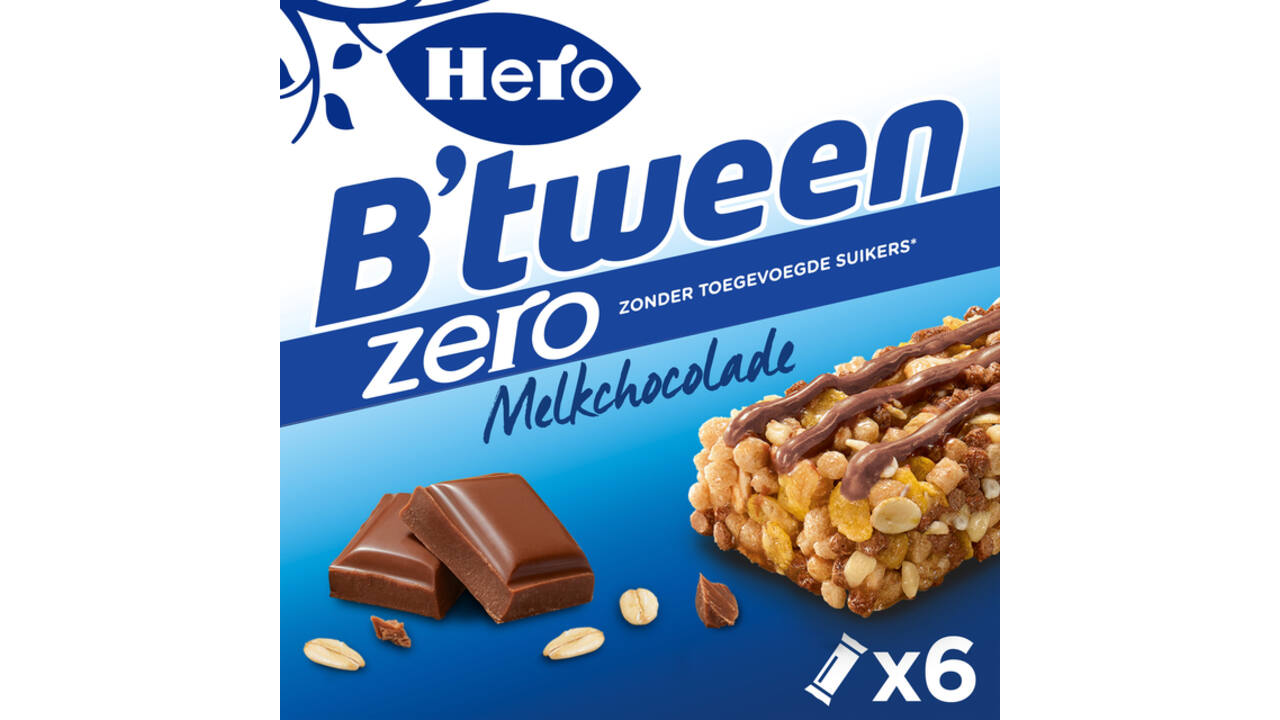 Tussendoortje Hero B'tween melkchocolade zero 6pack reep 20gr