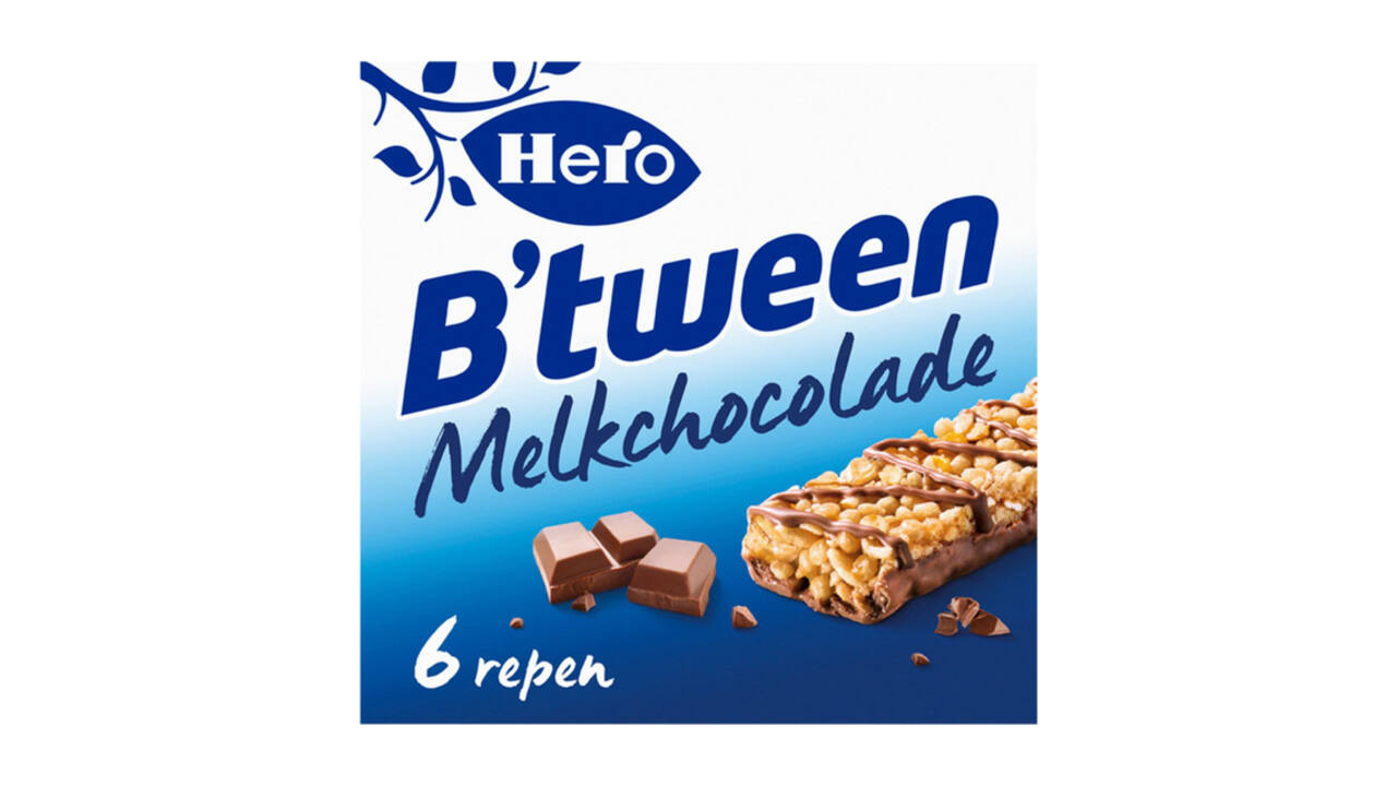 Tussendoortje Hero B'tween melkchocolade 6pack reep 25gr