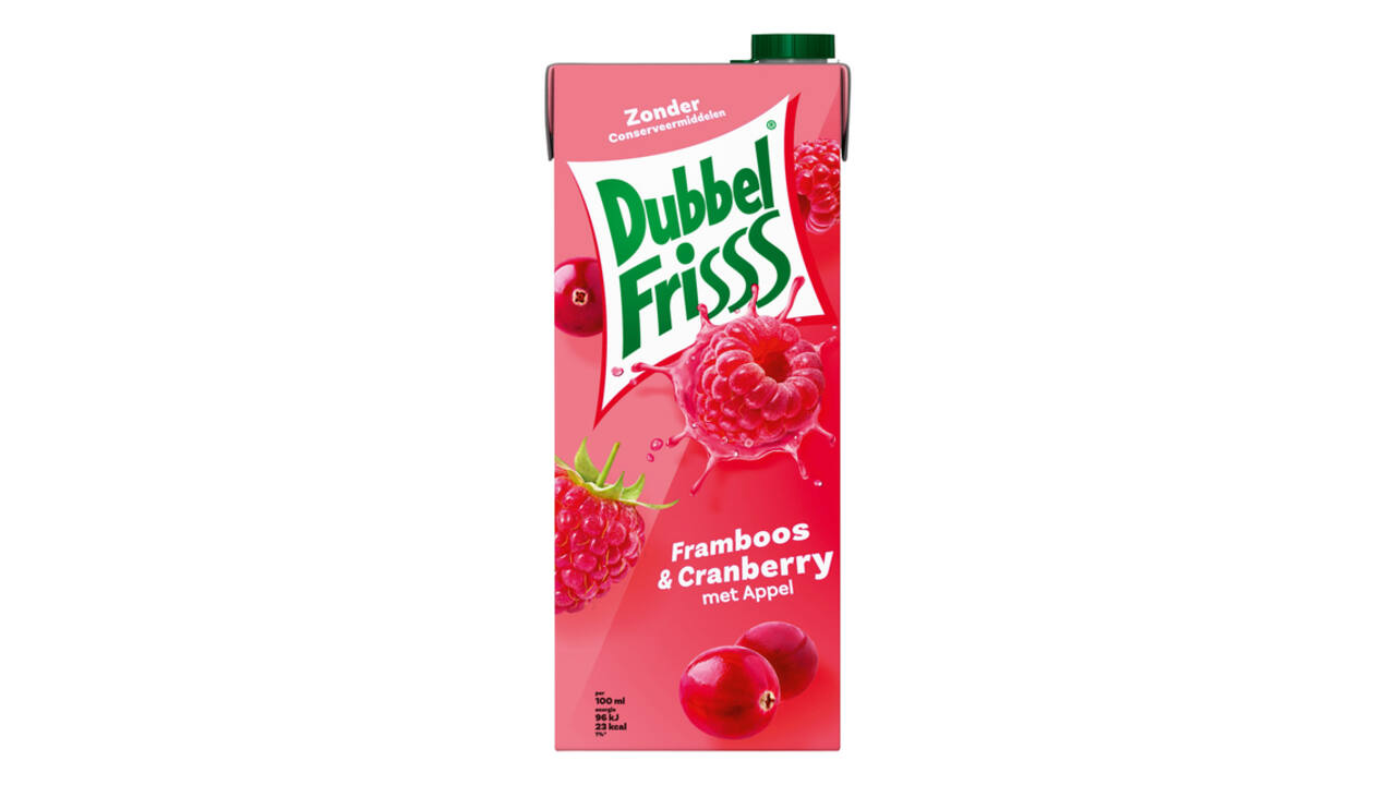 Fruitdrank DubbelFrisss framboos zwarte bes pak 1500ml