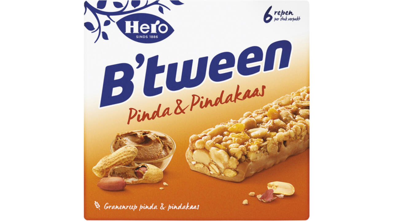Tussendoortje Hero B'tween pinda&pindakaas 6pack reep 25gr