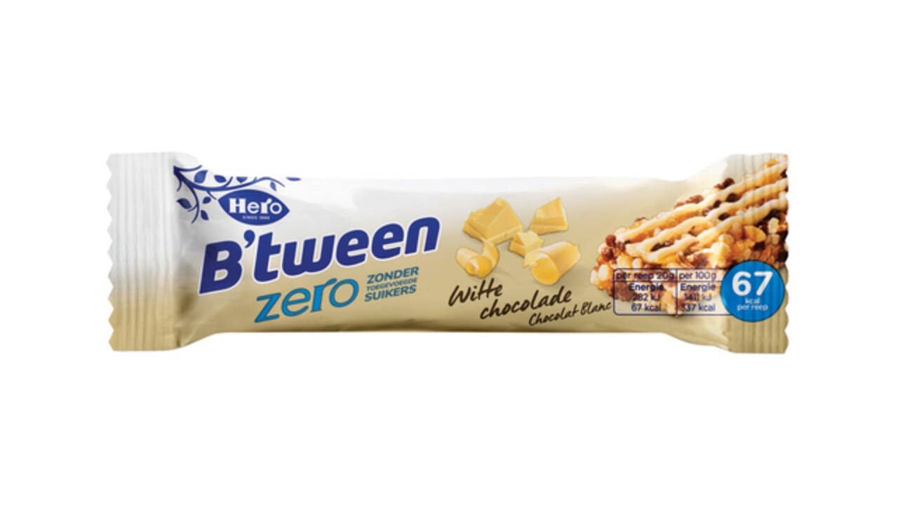 Tussendoortje Hero B'tween witte chocolade zero 6pack reep 20gr