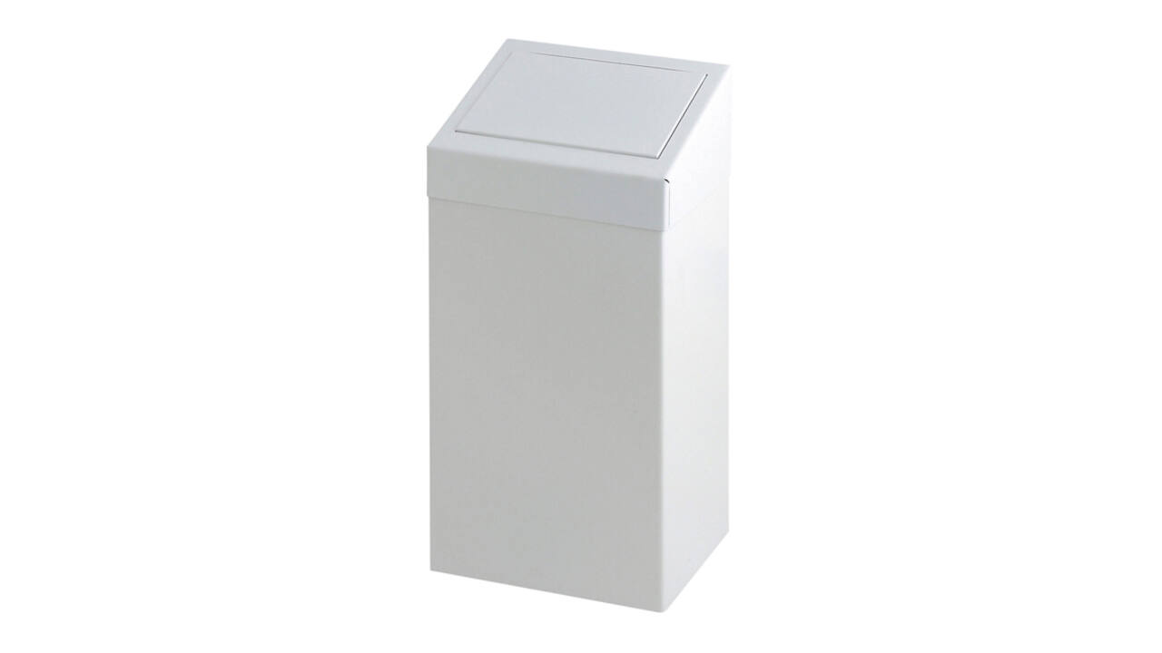 Afvalbak Vepa Bins met pushdeksel 50 liter metaal wit
