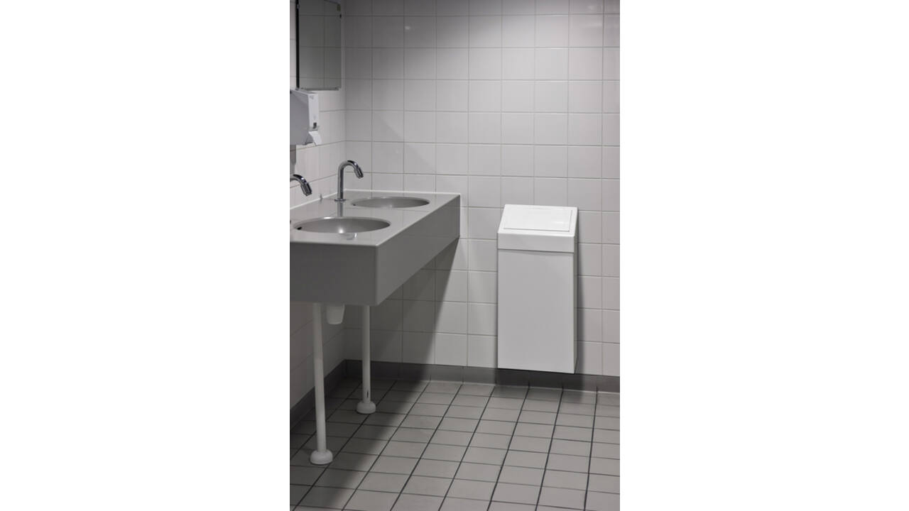 Afvalbak Vepa Bins met pushdeksel 50 liter metaal wit