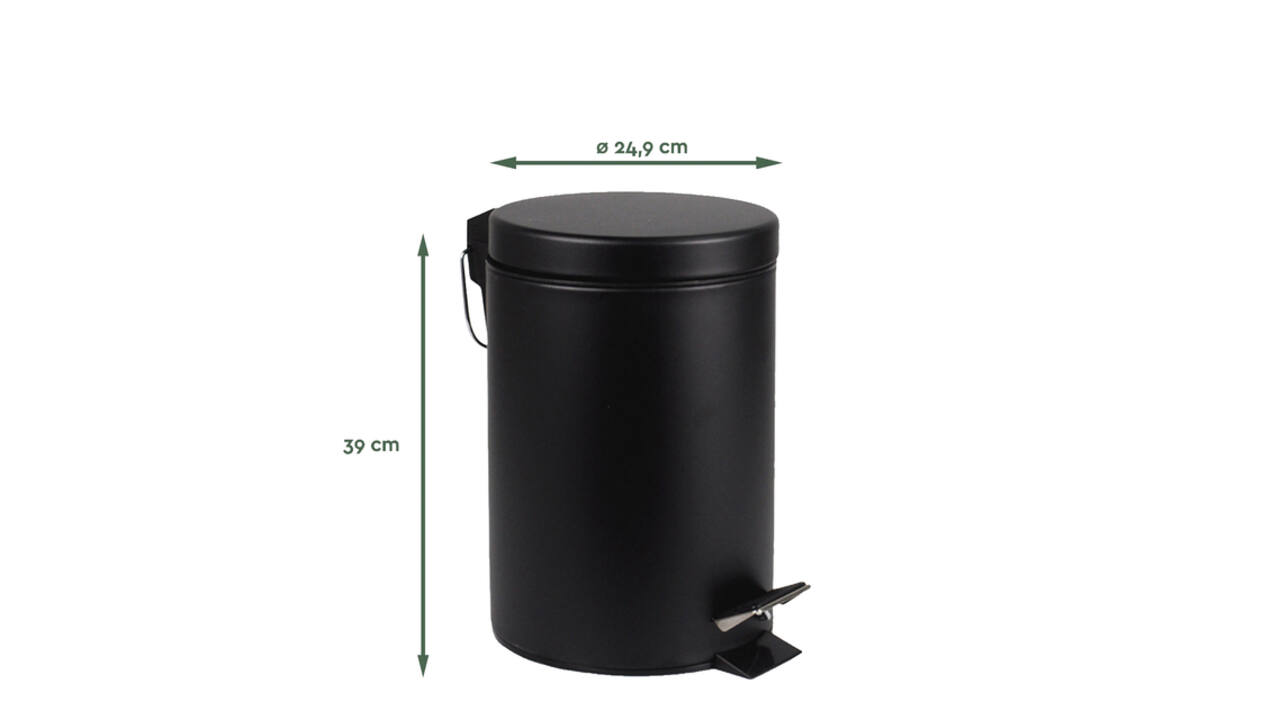Pedaalemmer BRASQ 12 liter zwart